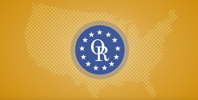 ORT logo overlapped a silhouette of the United States map.