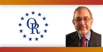 ORT logo with image of white man with glasses in suit.