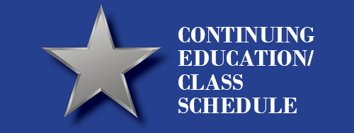 Continue Education/Class Schedule next to a Silver Star 